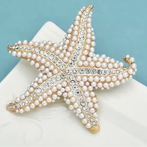 Betsey Johnson Gold and White Starfish Brooch